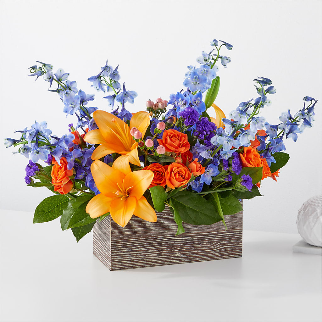Radiant Citrus Box Bouquet – RUTH'S FLOWERS AND GIFTS, Marshfield MO