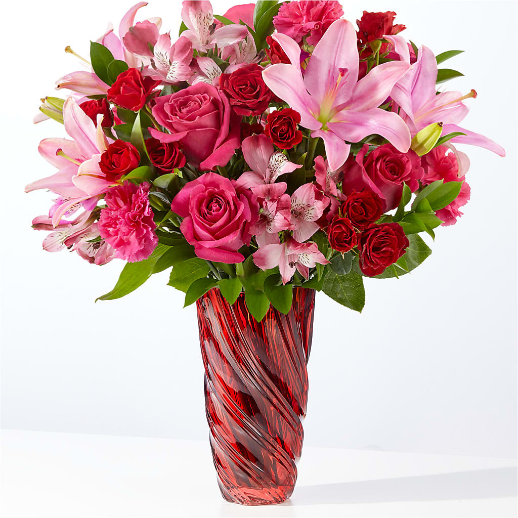 In Love Bouquet with Luxe Swirl Vase – RUTH'S FLOWERS AND GIFTS, Marshfield MO