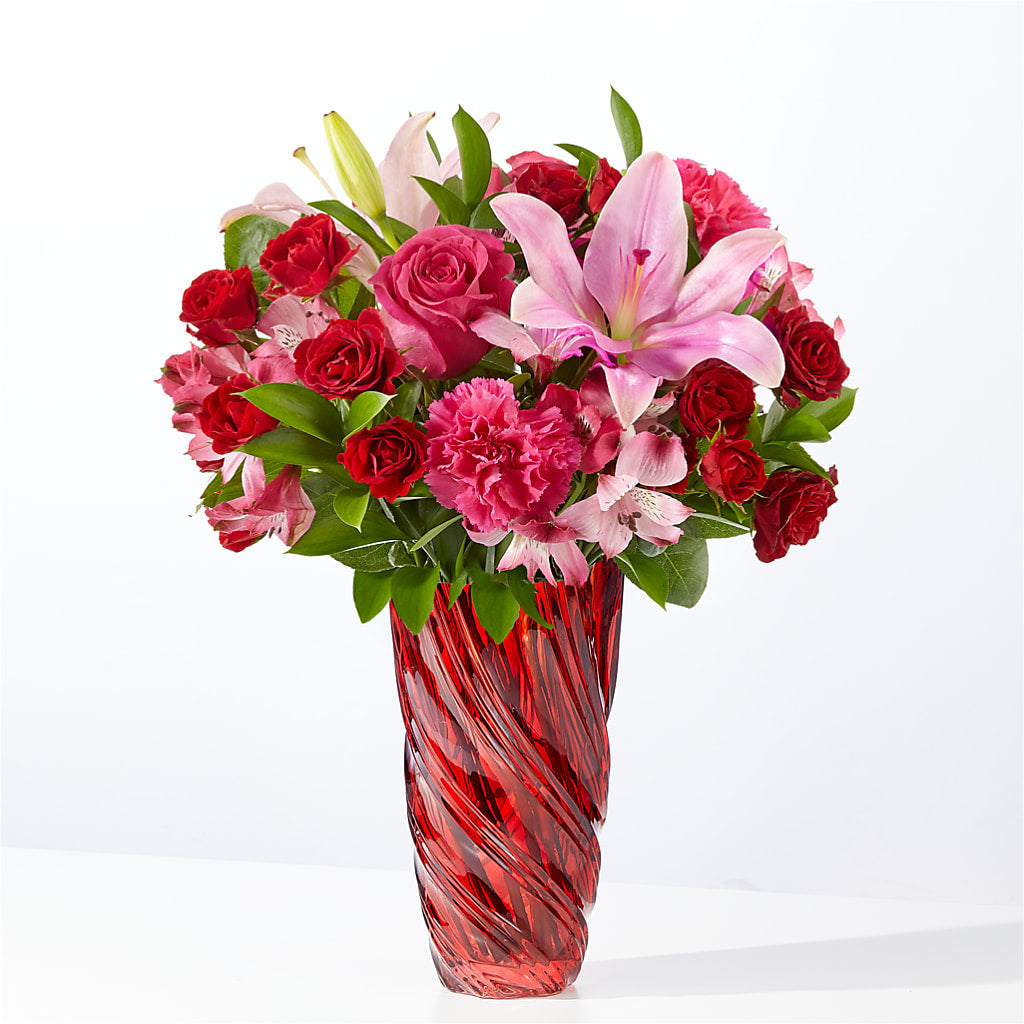 In Love Bouquet with Luxe Swirl Vase – RUTH'S FLOWERS AND GIFTS, Marshfield MO