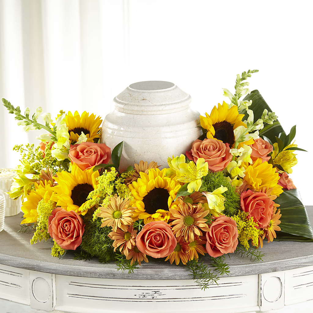 Faithful Sunflower Cremation Adornment – RUTH'S FLOWERS AND GIFTS, Marshfield MO