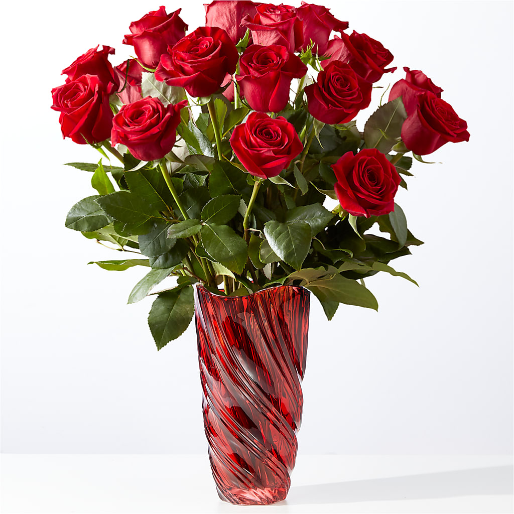 Classic Love Red Rose Bouquet with Luxe Swirl Vase – RUTH'S FLOWERS AND GIFTS, Marshfield MO