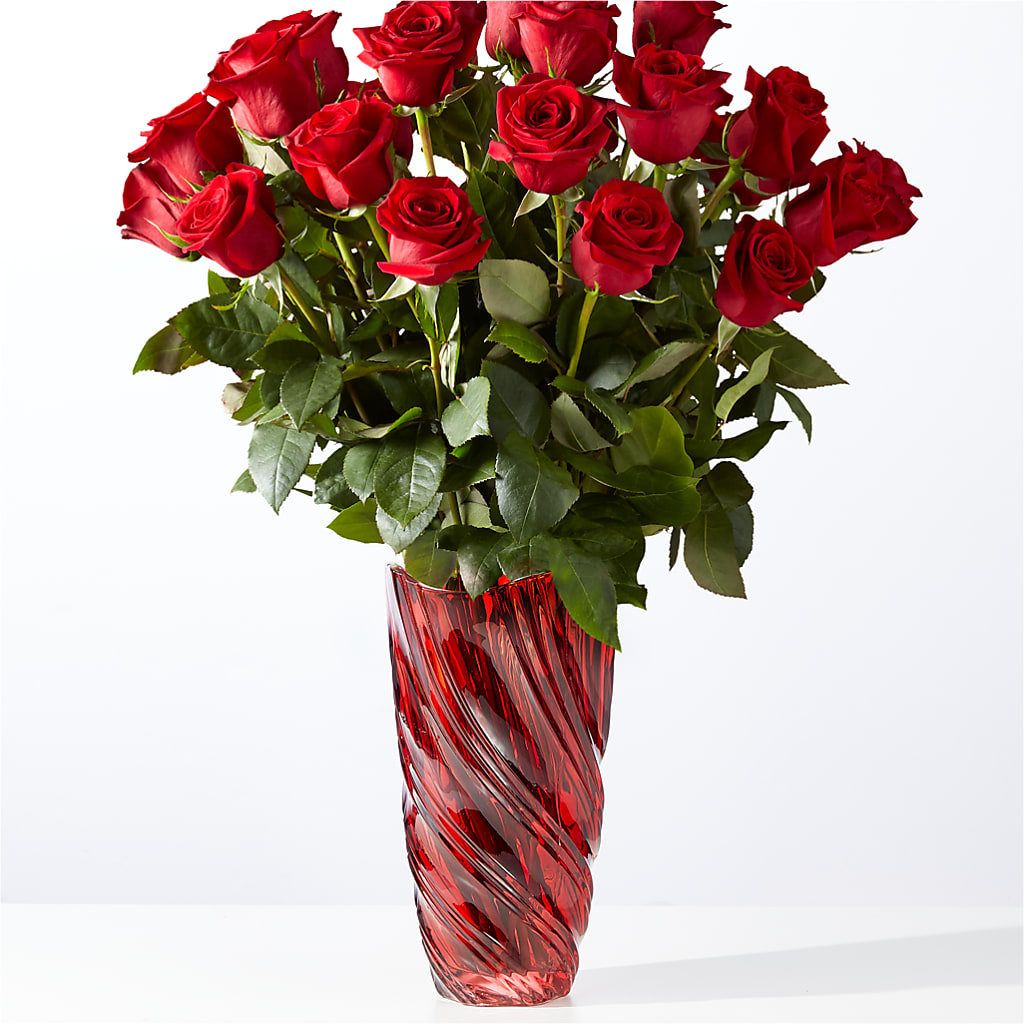 Classic Love Red Rose Bouquet with Luxe Swirl Vase – RUTH'S FLOWERS AND GIFTS, Marshfield MO