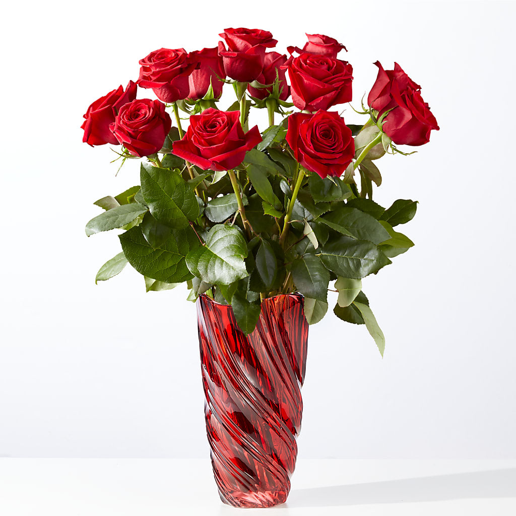 Classic Love Red Rose Bouquet with Luxe Swirl Vase – RUTH'S FLOWERS AND GIFTS, Marshfield MO