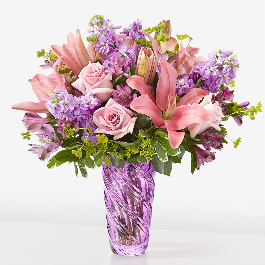 Precious Petals Bouquet with Luxe Swirl Vase – RUTH'S FLOWERS AND GIFTS, Marshfield MO