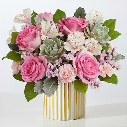 Dusty Rose Bouquet with Ivory Vase – RUTH'S FLOWERS AND GIFTS, Marshfield MO