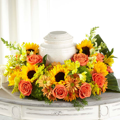 Faithful Sunflower Cremation Adornment – RUTH'S FLOWERS AND GIFTS, Marshfield MO