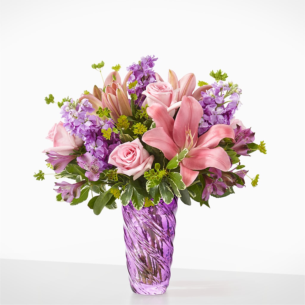 Precious Petals Bouquet with Luxe Swirl Vase – RUTH'S FLOWERS AND GIFTS, Marshfield MO