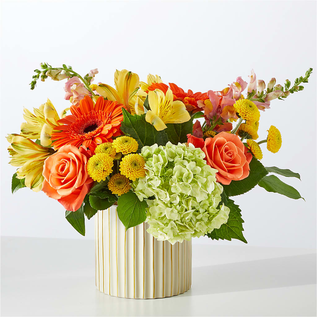 Autumn Sunshine Bouquet with Ivory Vase – RUTH'S FLOWERS AND GIFTS, Marshfield MO
