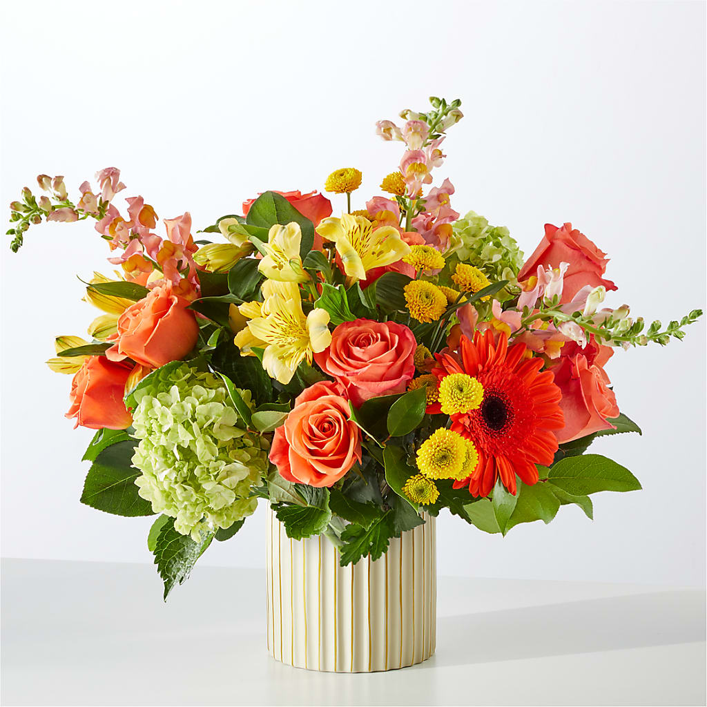 Autumn Sunshine Bouquet with Ivory Vase – RUTH'S FLOWERS AND GIFTS, Marshfield MO