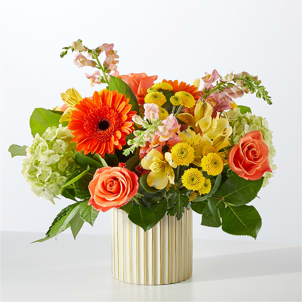 Autumn Sunshine Bouquet with Ivory Vase – RUTH'S FLOWERS AND GIFTS, Marshfield MO