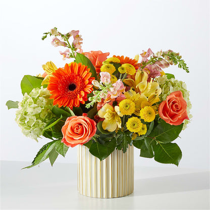 Autumn Sunshine Bouquet with Ivory Vase – RUTH'S FLOWERS AND GIFTS, Marshfield MO
